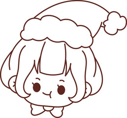 Christmas lines, coloring book elements, cute, super cute cartoons