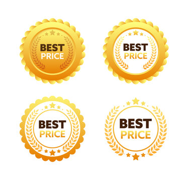 Gold medal for Best price. Retail badge. Best price tag. Vector stock illustration