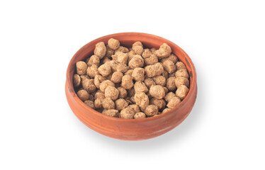 Textured vegetable protein, also known as textured soy protein, soy meat, or soya chunks is a defatted soy flour product, a by-product of extracting soybean oil.