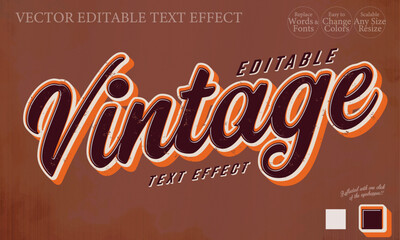 Editable Text Effect アメリカの古着のようなグランジの効いたオールドな雰囲気のロゴスタイル - A logo style with an old-fashioned grunge feel reminiscent of American vintage clothing.
Vintage,ヴィンテージ,
 - obrazy, fototapety, plakaty