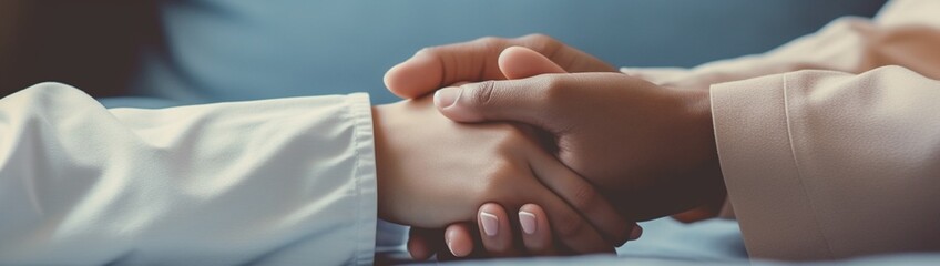 Close up of biracial female psychologist therapist hands holding palms of millennial woman or teenage girl patient client talking consulting helping accept difficult situation. - Powered by Adobe