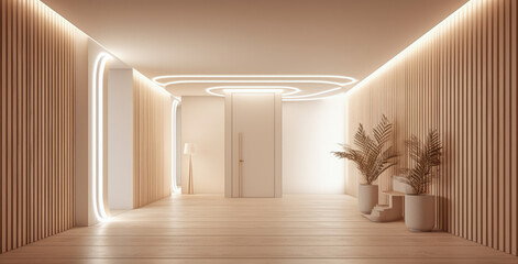 Luxurious empty room with minimal decoration. - obrazy, fototapety, plakaty