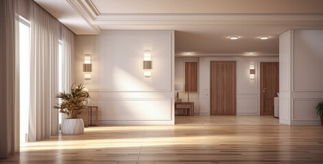 Luxurious empty room with minimal decoration.