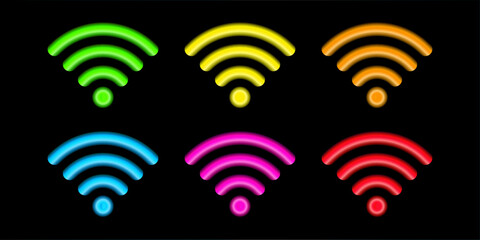 Wi-Fi light effect, white glowing signal sensor waves internet wireless connection. Wireless technology digital radar or sonar with glowing light effect. Vector