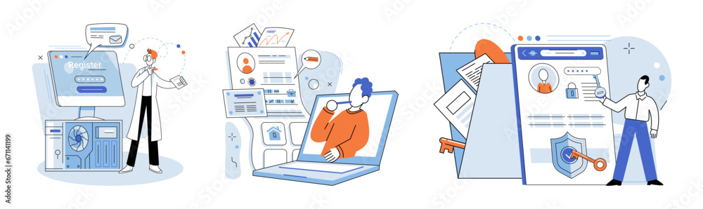 Fototapete Authentication. Vector illustration. Developing secure system requires implementing robust authentication mechanisms Authentication is crucial for ensuring security user accounts Identification