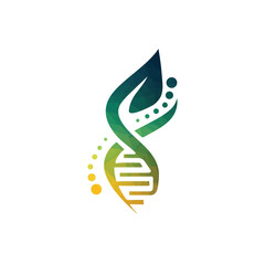 Green leaf DNA organic vector logo design.