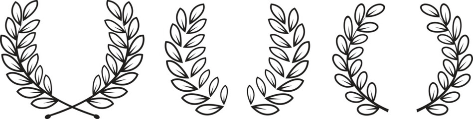 A set of Black laurel wreath frame icon vector illustration in white background