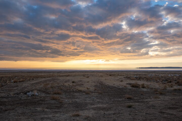 Lake Tuz beautiful landscape with beautiful sunset