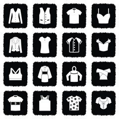 Shirt Icons. Grunge Black Flat Design. Vector Illustration.