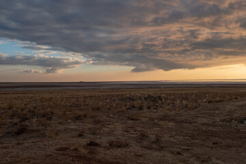 Lake Tuz beautiful landscape with beautiful sunset