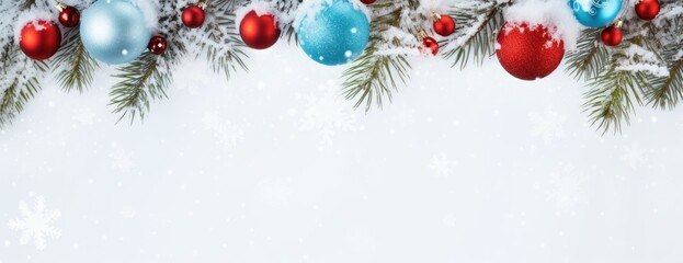 Naklejka na ściany i meble Horizontal Christmas and New Year holiday banner, poster for website, header for website. Christmas background. Xmas festive