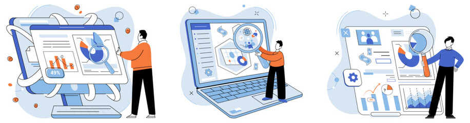 Market research. Vector illustration. Market research provides valuable insights for business decision-making Conducting thorough market research is essential for effective marketing strategies