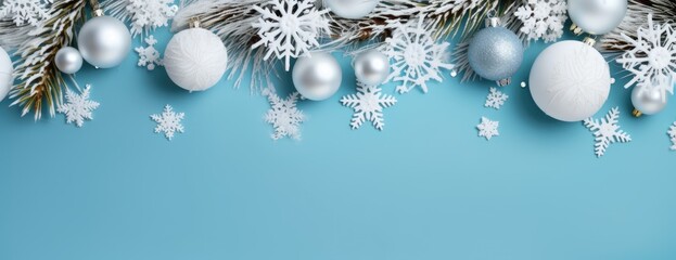 Horizontal Christmas and New Year holiday banner, poster for website, header for website. Christmas background. Xmas festive