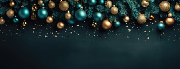 Horizontal Christmas and New Year holiday banner, poster for website, header for website. Christmas background. Xmas festive - obrazy, fototapety, plakaty