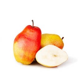 Pears and a slice isolated on a white background