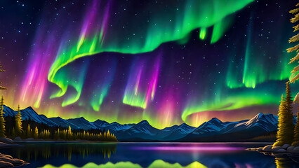  Northern Lights Matte Painting