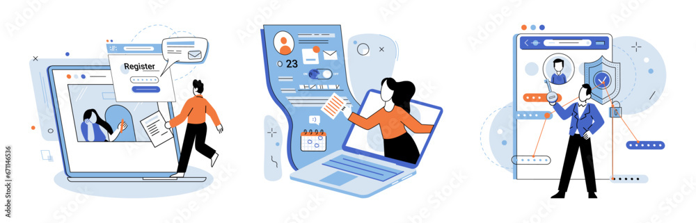 Aufkleber account login. vector illustration. before granting access, system needs to authenticate your identi