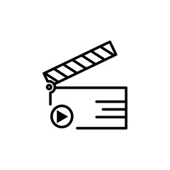 Clapper board icon on white background. Vector illustration.