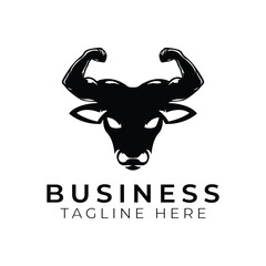 bull's head and hands logo for the gym that symbolizes strength