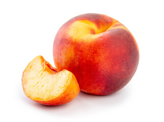 peaches peach slice isolated on white background