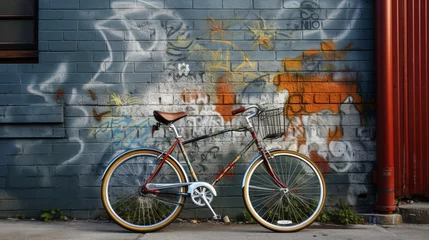 Foto op Canvas graffiti on the wall with a bicycle  © Fahad