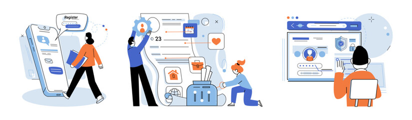 Authentication. Vector illustration. Ensuring secure user interface is crucial for maintaining data privacy The authentication metaphor illustrates process confirming user identity Development efforts