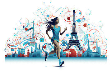 olympic games Paris 2024, AI generated - obrazy, fototapety, plakaty
