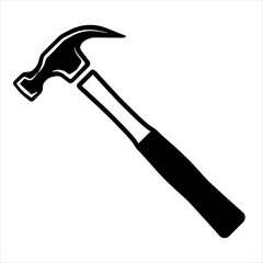 Simple Hammer vector silhouette icon, isolated on white background. Flat design. Black silhouette. Construction tools. Shoemaker's hammer