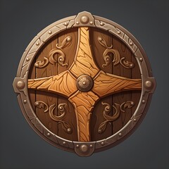 Viking Wooden Shield Game Sprite Item Medieval Theme