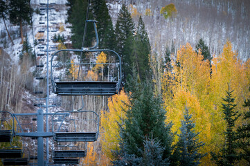 ski lift in autumn snow vail colorado