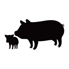 pig silhouette design. farm animal sign and symbol.