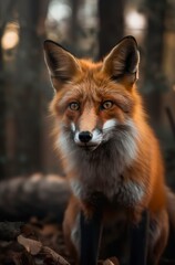 Naklejka na ściany i meble Red fox in the forest.