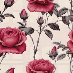 Pattern with floral grid pattern with abstract 