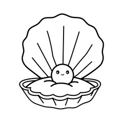 Oyster. Coloring page, coloring book page. Black and white vector illustration.