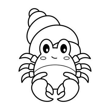 cute cartoon hermit crab outline clip art preview