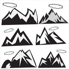 Mountains icon isolated on white background Vector Image Mountain silhouette - icon. Rocky peaks. Mountains ranges. Black and white mountain icon Stock, Icon PNG Images With Transparent background