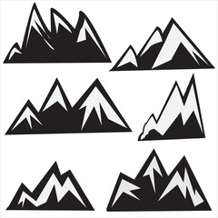 Mountains icon isolated on white background Vector Image Mountain silhouette - icon. Rocky peaks. Mountains ranges. Black and white mountain icon Stock, Icon PNG Images With Transparent background