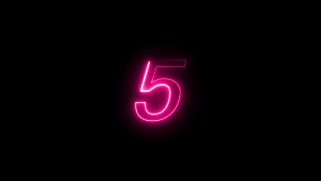 abstract glowing neon countdown timer number animation background  4k 