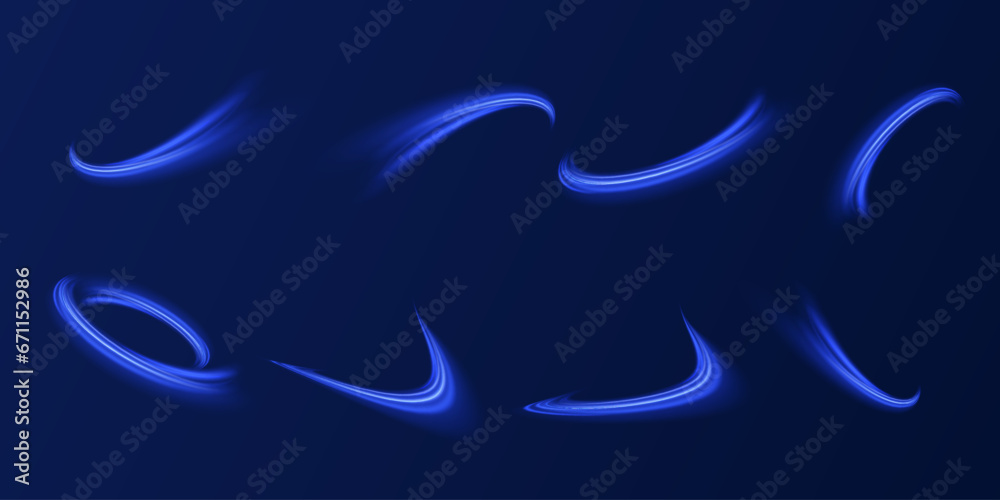 Poster vector speed of light in space on dark background. abstract background in blue, yellow and orange ne