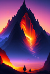 sunset over mountains