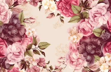 Rolgordijnen flowers background on old paper © Master-L