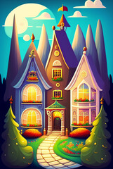 landscape with houses