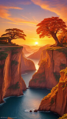 Sunset's Radiant Tapestry: A Breathtaking Display of Nature's Artistry and Majesty