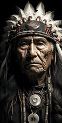 portrait of an old Native American man - obrazy, fototapety, plakaty