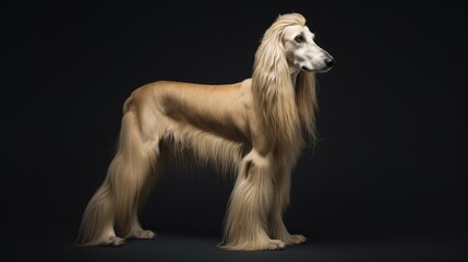A full body shot of an elegant Afghan Hound Canis lup.Generative AI