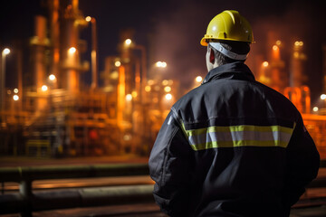 Oil Refinery Worker in Protective Gear