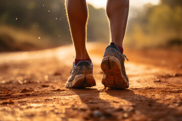 Outdoor Runner: Dusty Trail Close-up in Natural Light