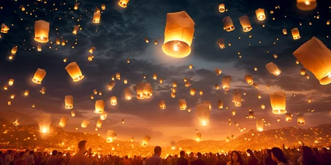 Fototapeten flying lanterns in lantern festival © Melinda Nagy