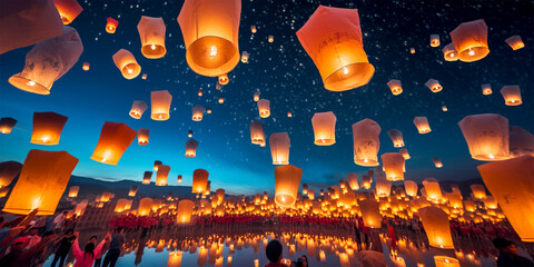 flying lanterns in lantern festival