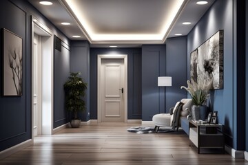 Interior of luxary hallway in chic classic house - obrazy, fototapety, plakaty